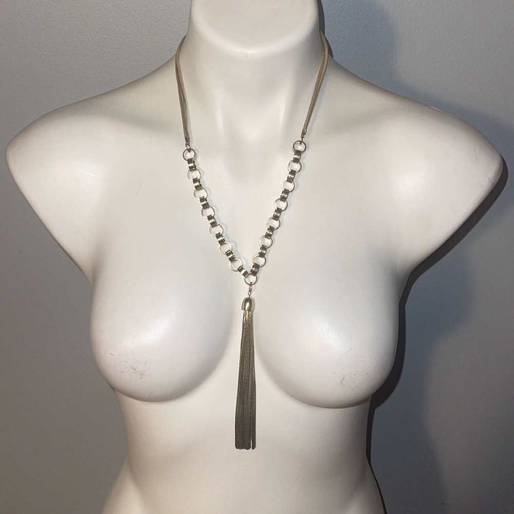 Cookie Lee Corded & Matte Gold Chain & Tassel Adjustable Necklace #11677 NWT